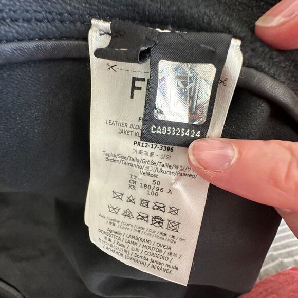 Fendi Black Soft Leather Fendi Embossed Monogram Front Long Sleeve Hooded Jacket - Picture 10 of 16